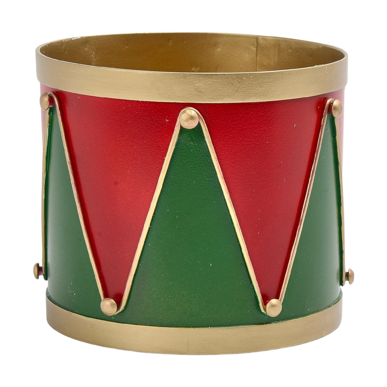 Drum Planter, Red & Green
