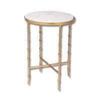 Nadine Gold & White Marble Accent Table