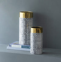 Ceramic Vase Matte Black Gold 16