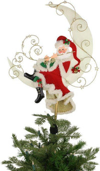 Santa On Moon Tree Topper - 18.5 Inches