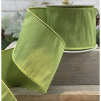 Georgette Dupion Ribbon Green 4 Inch x 25 Yards