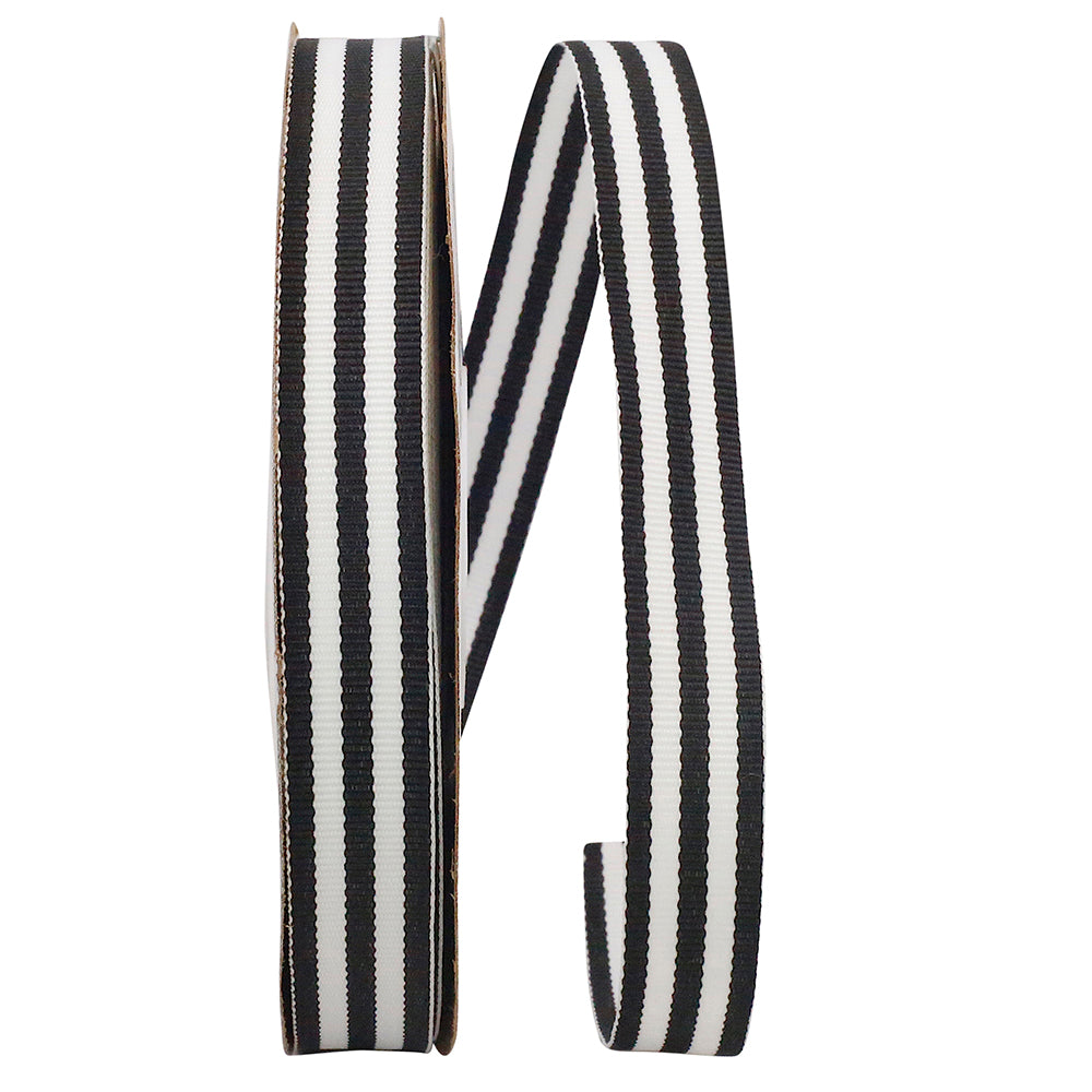 Black 5 8 Inch Grosgrain Stripes Ribbon Rd for Wreaths & Bows