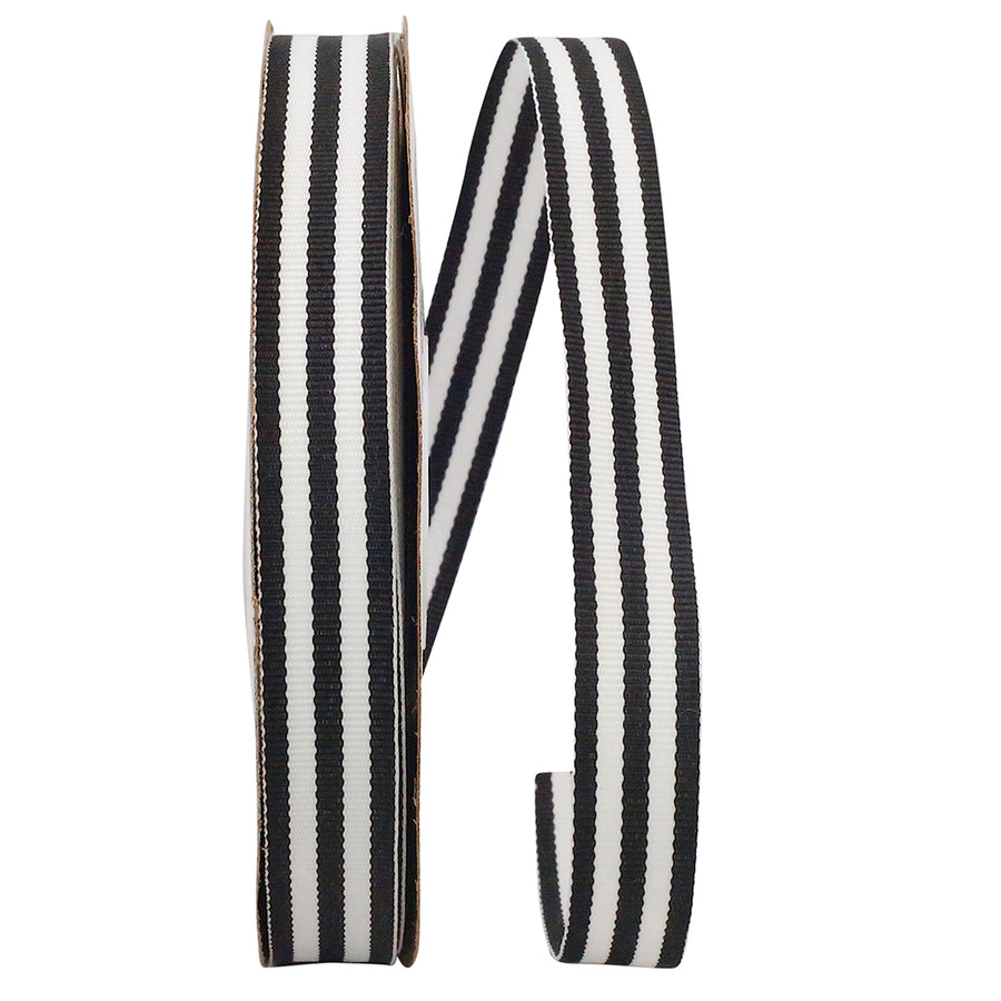 Black 5 8 Inch Grosgrain Stripes Ribbon Rd for Wreaths & Bows