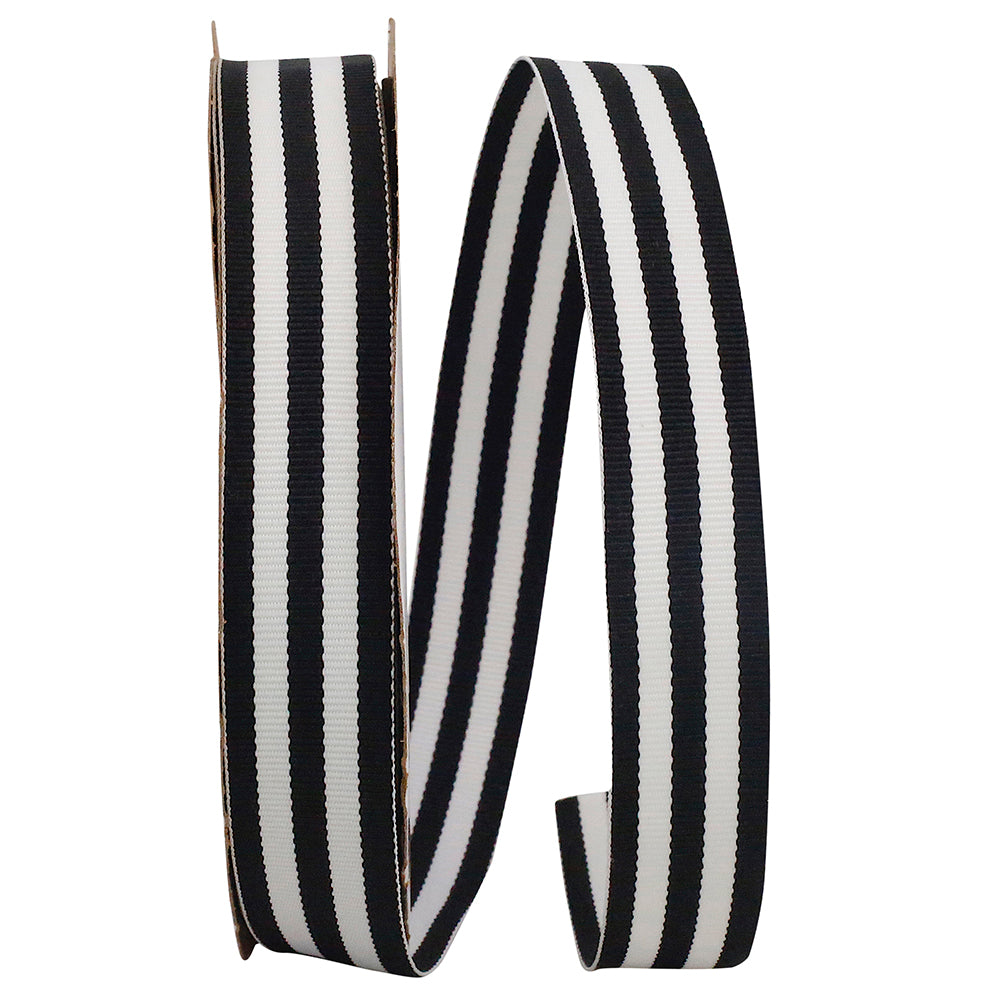 Black 7 8 Inch Grosgrain Stripes Ribbon Rd for Wreaths & Bows