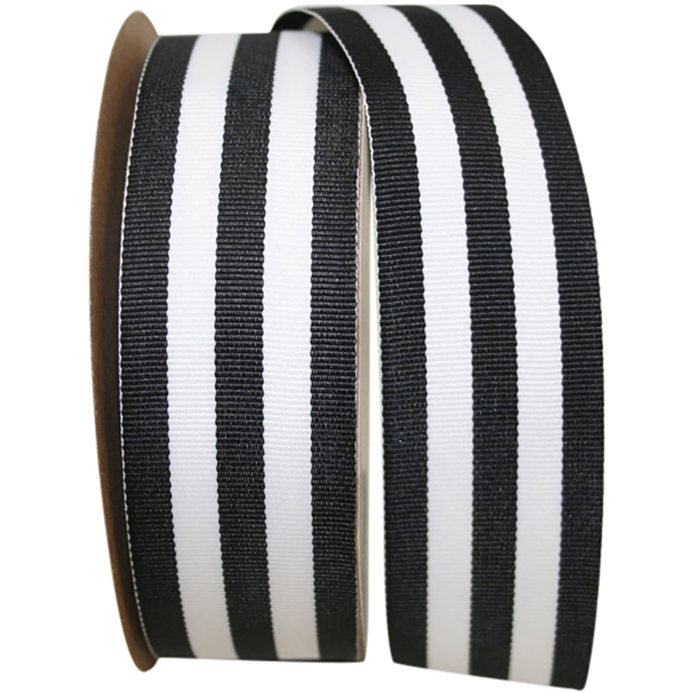 Black 1-1 2 Inch Grosgrain Stripes Ribbon Rd for Wreaths & Bows