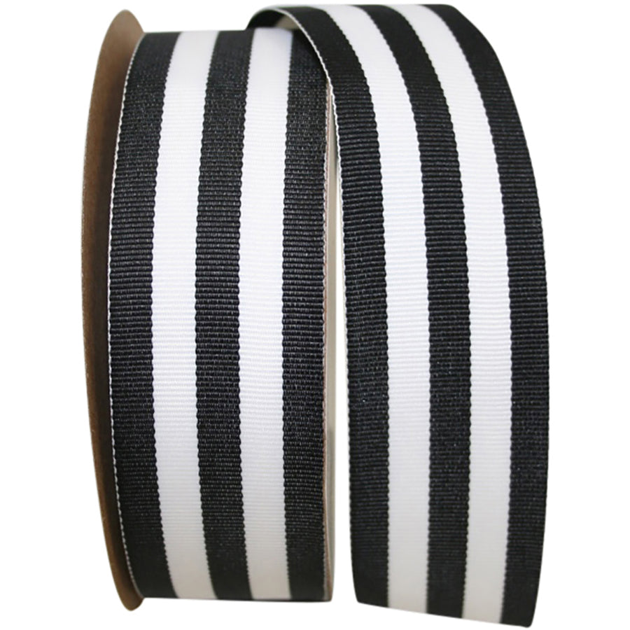 Black 1-1 2 Inch Grosgrain Stripes Ribbon Rd for Wreaths & Bows