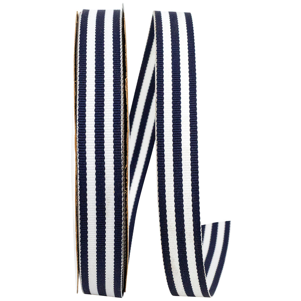 Navy 5 8 Inch Grosgrain Stripes Ribbon Rd for Wreaths & Bows