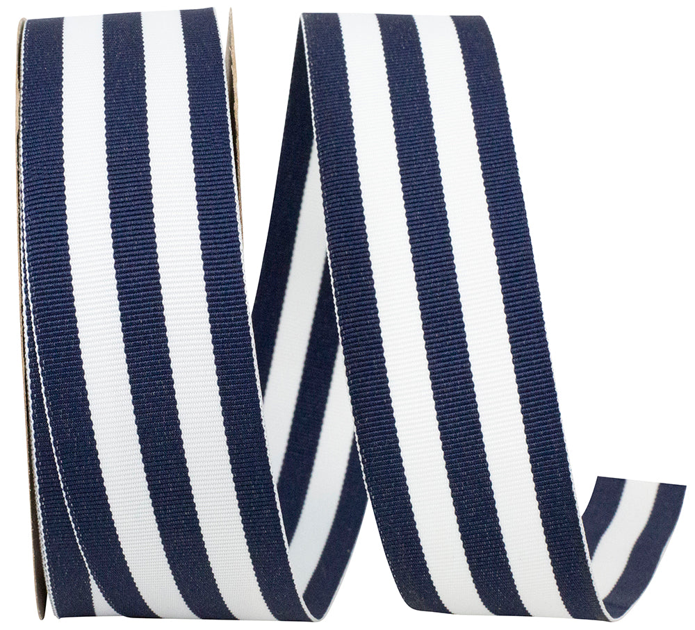 Navy 1-1 2 Inch Grosgrain Stripes Ribbon Rd for Wreaths & Bows