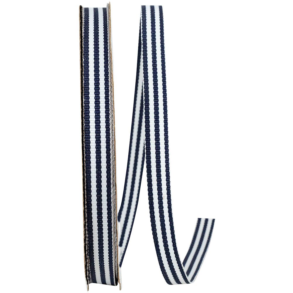 Navy 3 8 Inch Grosgrain Stripes Ribbon Rd for Wreaths & Bows