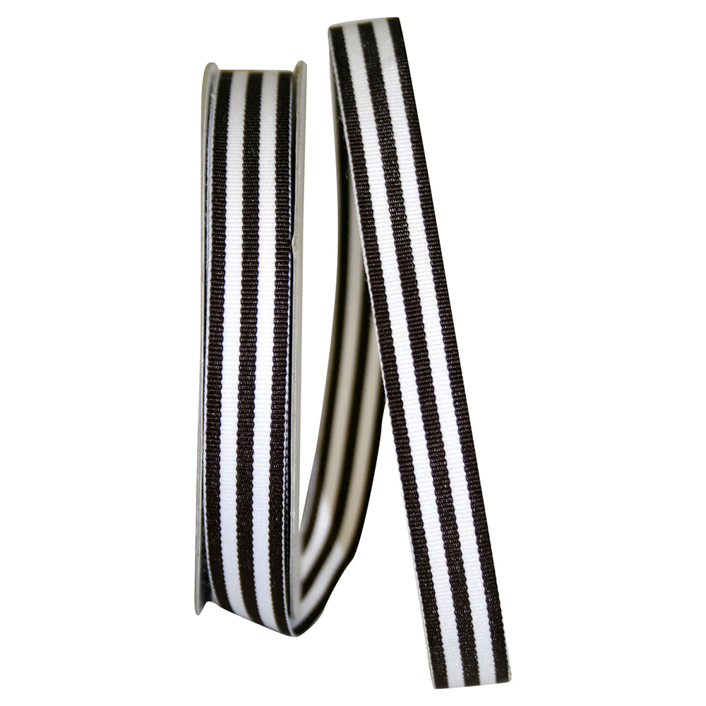 Brown 5 8 Inch Grosgrain Stripes Ribbon Rd for Wreaths & Bows