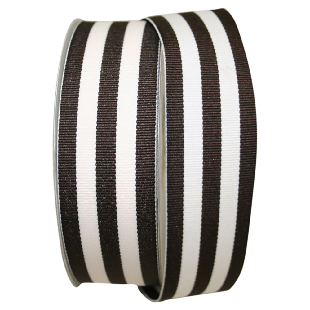 Brown 1-1 2 Inch Grosgrain Stripes Ribbon Rd for Wreaths & Bows