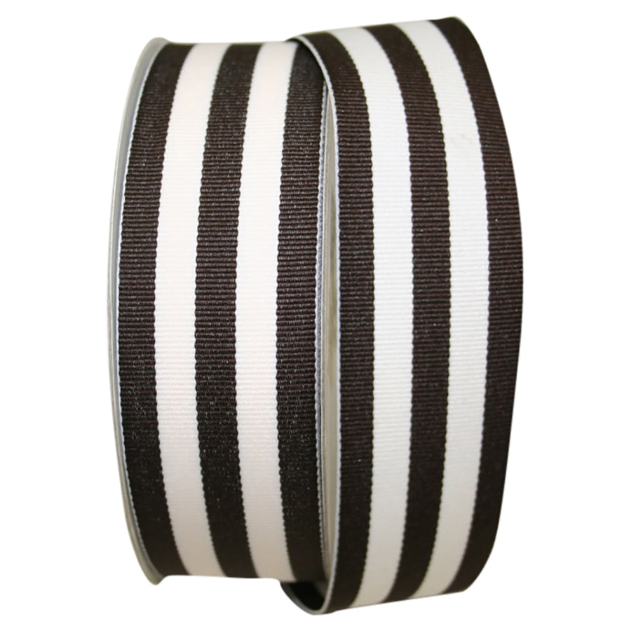 Brown 1-1 2 Inch Grosgrain Stripes Ribbon Rd for Wreaths & Bows