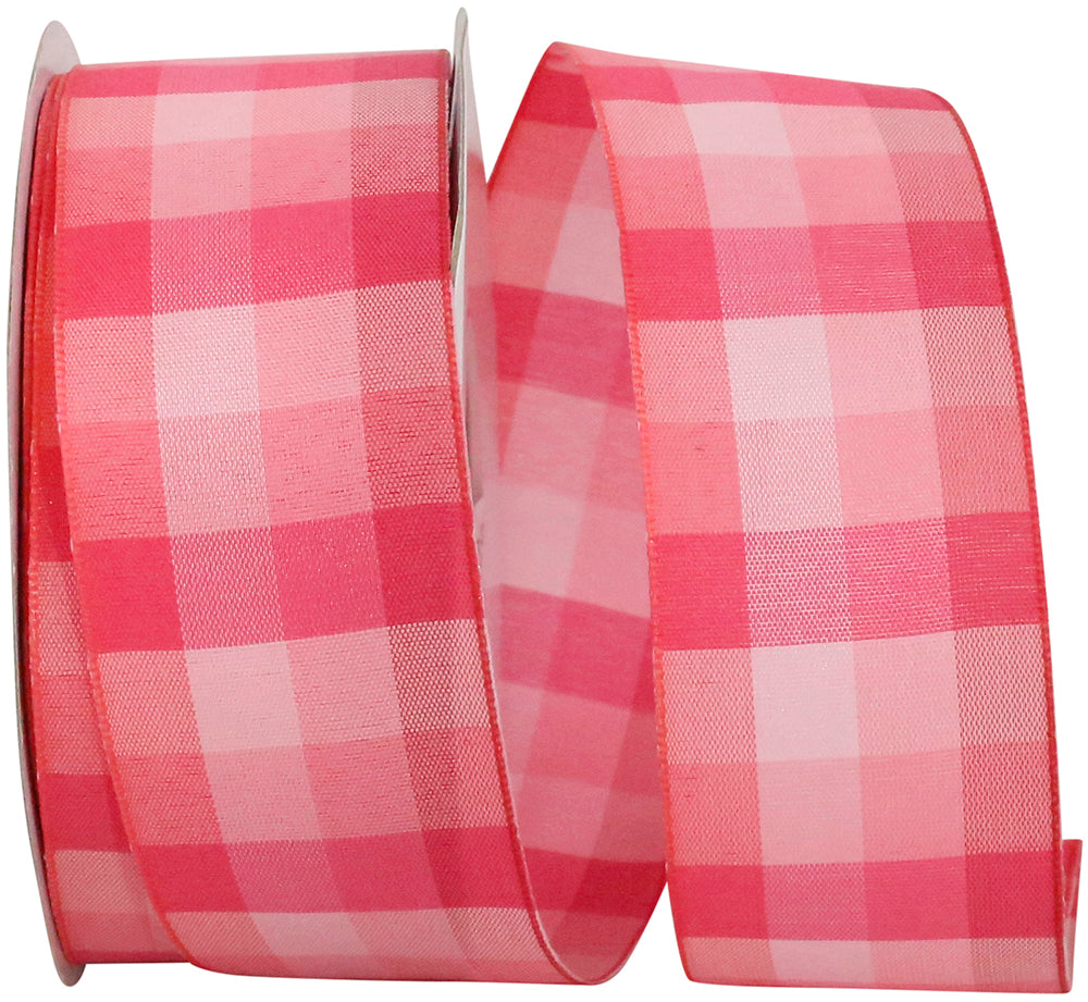 Fuchsia 1-1/2 Inch Wired Edge Plaid Ribbon for Bows
