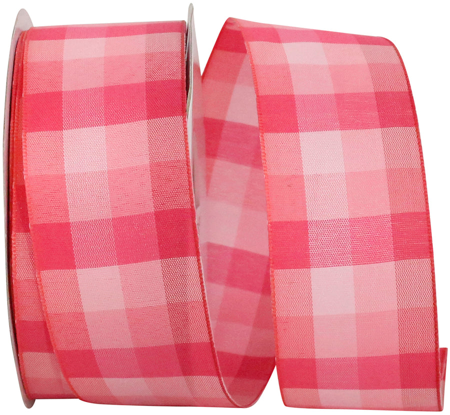 Fuchsia 1-1/2 Inch Wired Edge Plaid Ribbon for Bows