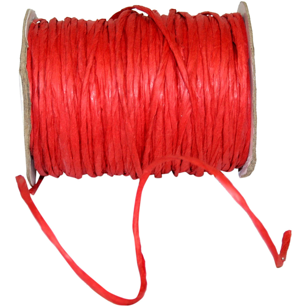Wired Raffia Red 1/8 Inch 100 Yards 100% Paper