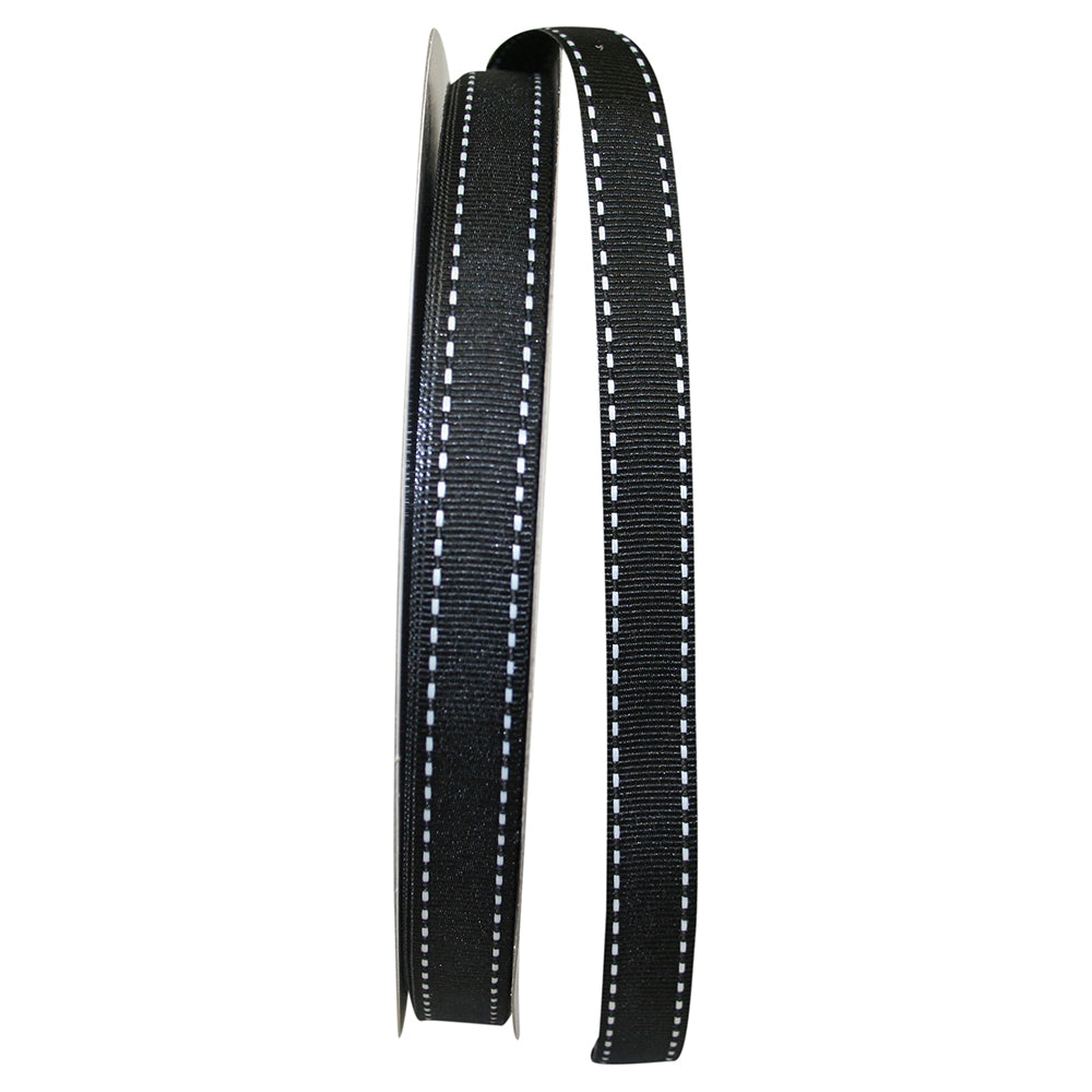 Black 5 8 Inch Grosgrain Saddle Stitch Ribbon for Wreaths & Bows