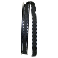 Black 5 8 Inch Grosgrain Saddle Stitch Ribbon for Wreaths & Bows