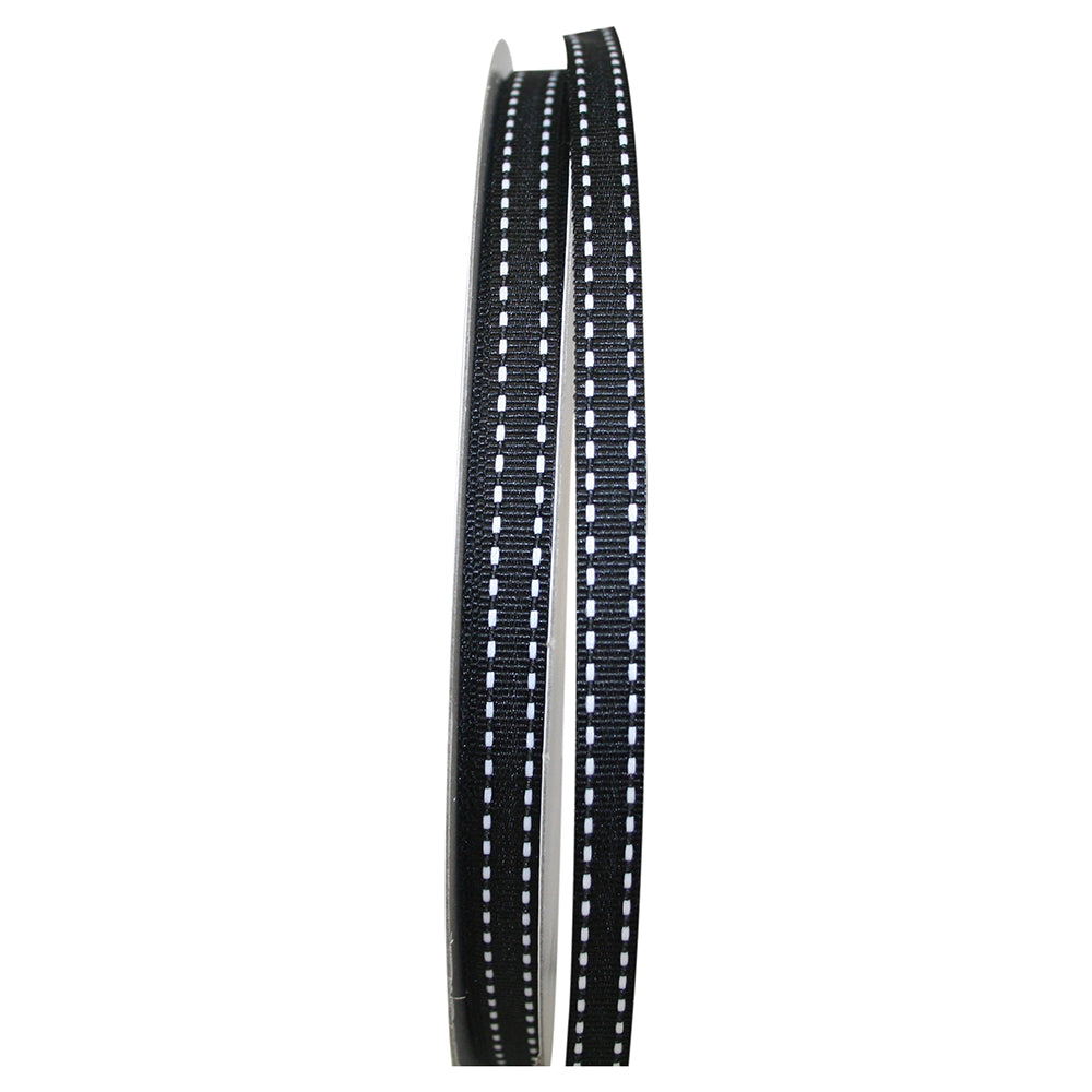 Black 3 8 Inch Grosgrain Saddle Stitch Ribbon for Wreaths & Bows