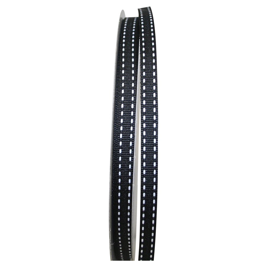 Black 3 8 Inch Grosgrain Saddle Stitch Ribbon for Wreaths & Bows