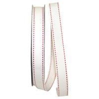 White Red 7 8 Inch Grosgrain Saddle Stitch Ribbon for Wreaths & Bows