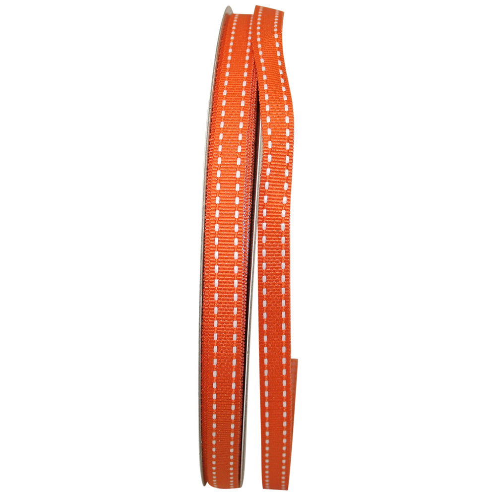 Orange 3 8 Inch Grosgrain Saddle Stitch Ribbon for Wreaths & Bows