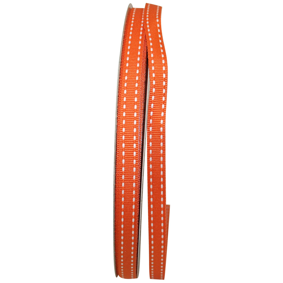 Orange 3 8 Inch Grosgrain Saddle Stitch Ribbon for Wreaths & Bows