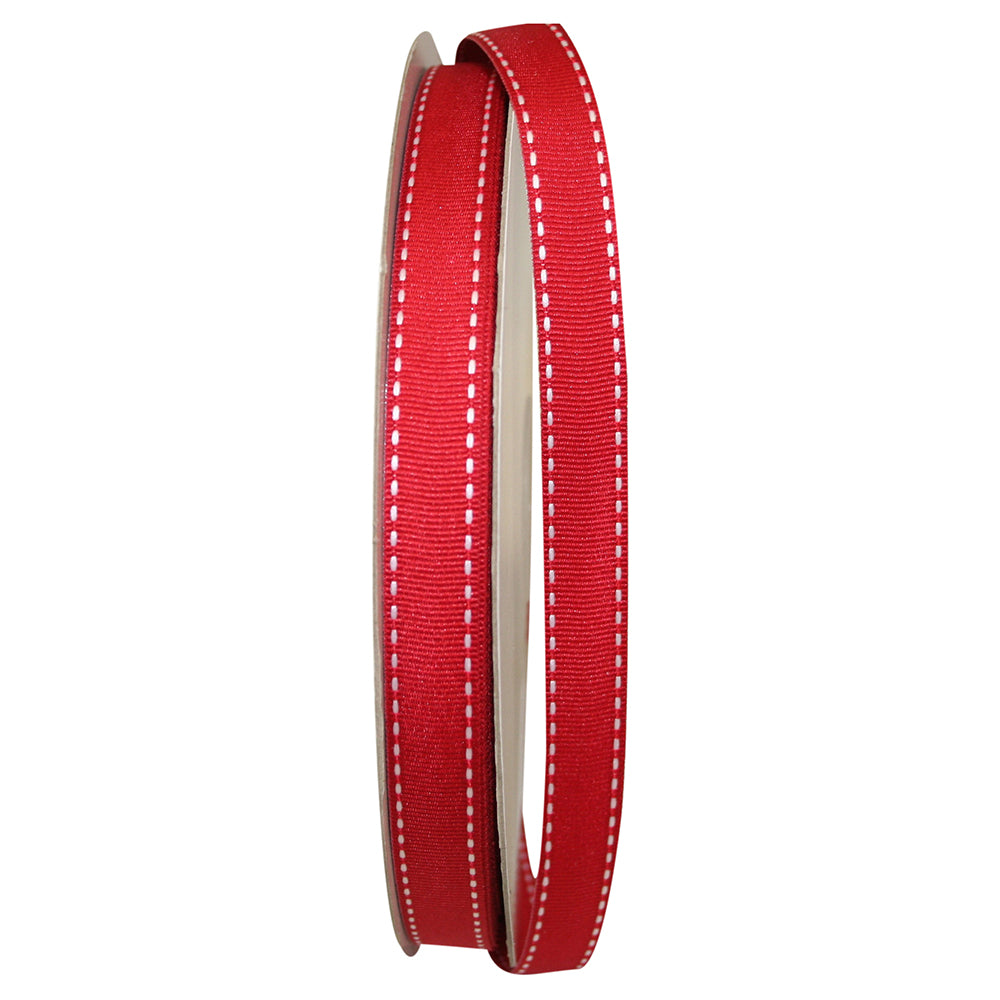 Red 5 8 Inch Grosgrain Saddle Stitch Ribbon for Wreaths & Bows