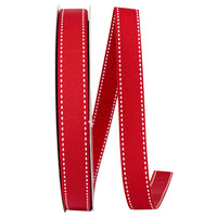 Red 7 8 Inch Grosgrain Saddle Stitch Ribbon for Wreaths & Bows