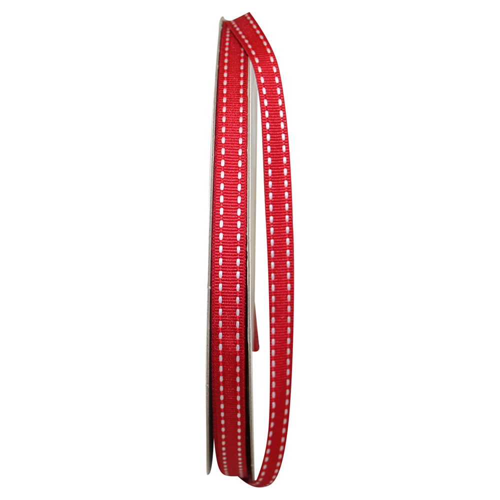 Red 3 8 Inch Grosgrain Saddle Stitch Ribbon for Wreaths & Bows