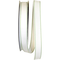 White Green 7 8 Inch Grosgrain Saddle Stitch Ribbon for Wreaths & Bows