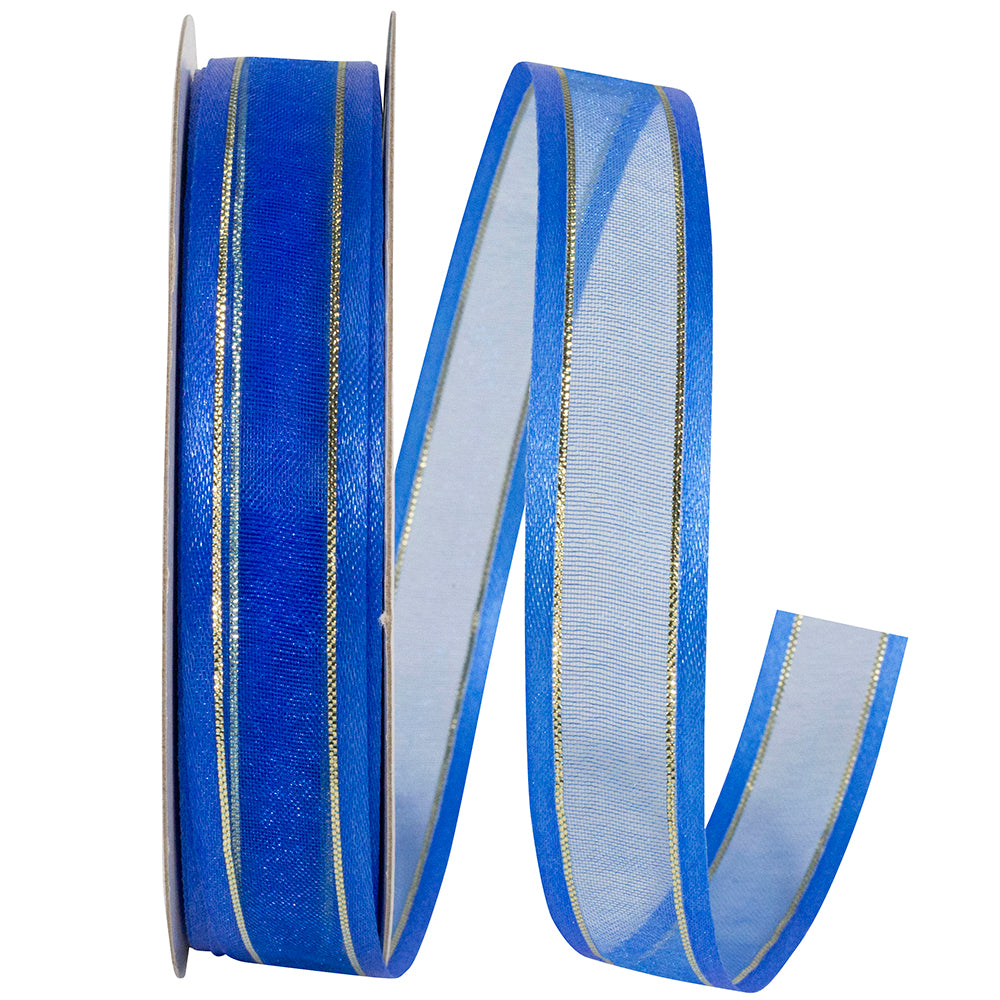 Royal Sheer Satin Edge Metallic Ribbon 5/8 Inch