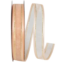 Peach Sheer Satin Edge Metallic Ribbon 5/8 Inch 25Yds