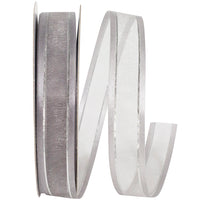 Silver Sheer Satin Edge Metallic Ribbon 5/8 Inch 25Yds