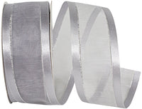 Sheer Satin Edge Metallic Ribbon Silver 1-1/2 Inch