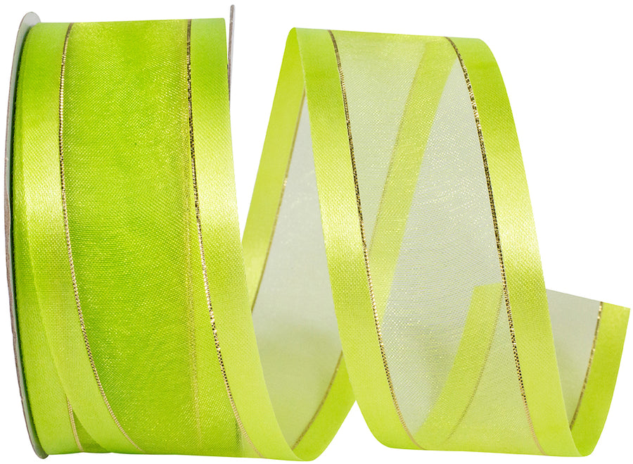 Citrus Sheer Satin Edge Metallic Ribbon 1-1/2 Inch