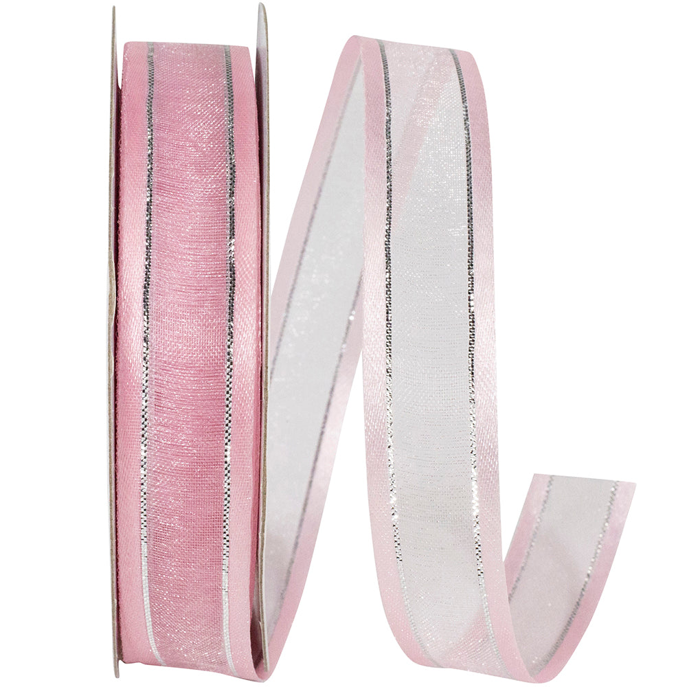 Sheer Satin Edge Metallic Ribbon Light 5/8 Inch 25 Yards
