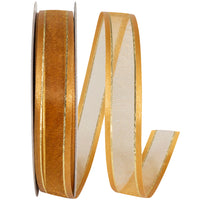 Antique Sheer Satin Edge Metallic Ribbon 5/8 Inch