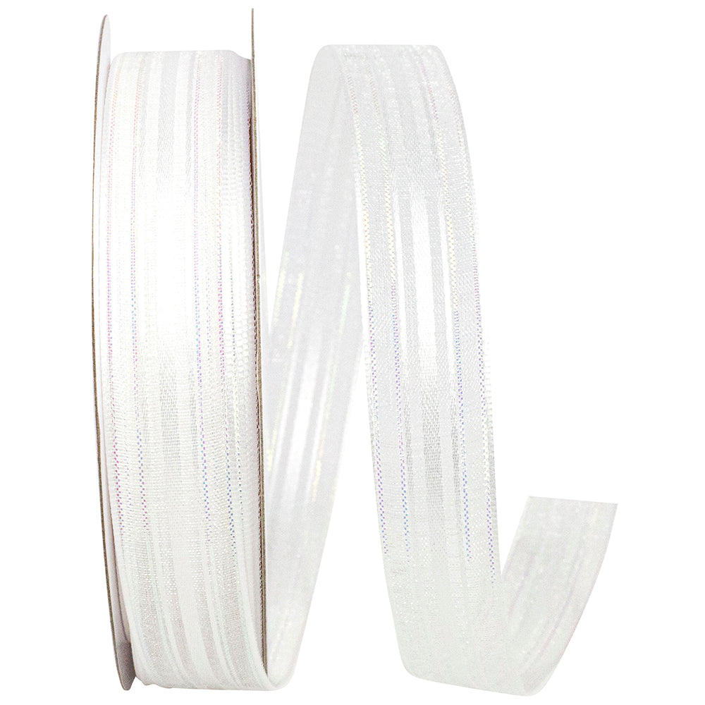 White 5 8 Inch Corsage Stripe Style Ribbon for Wreaths & Bows