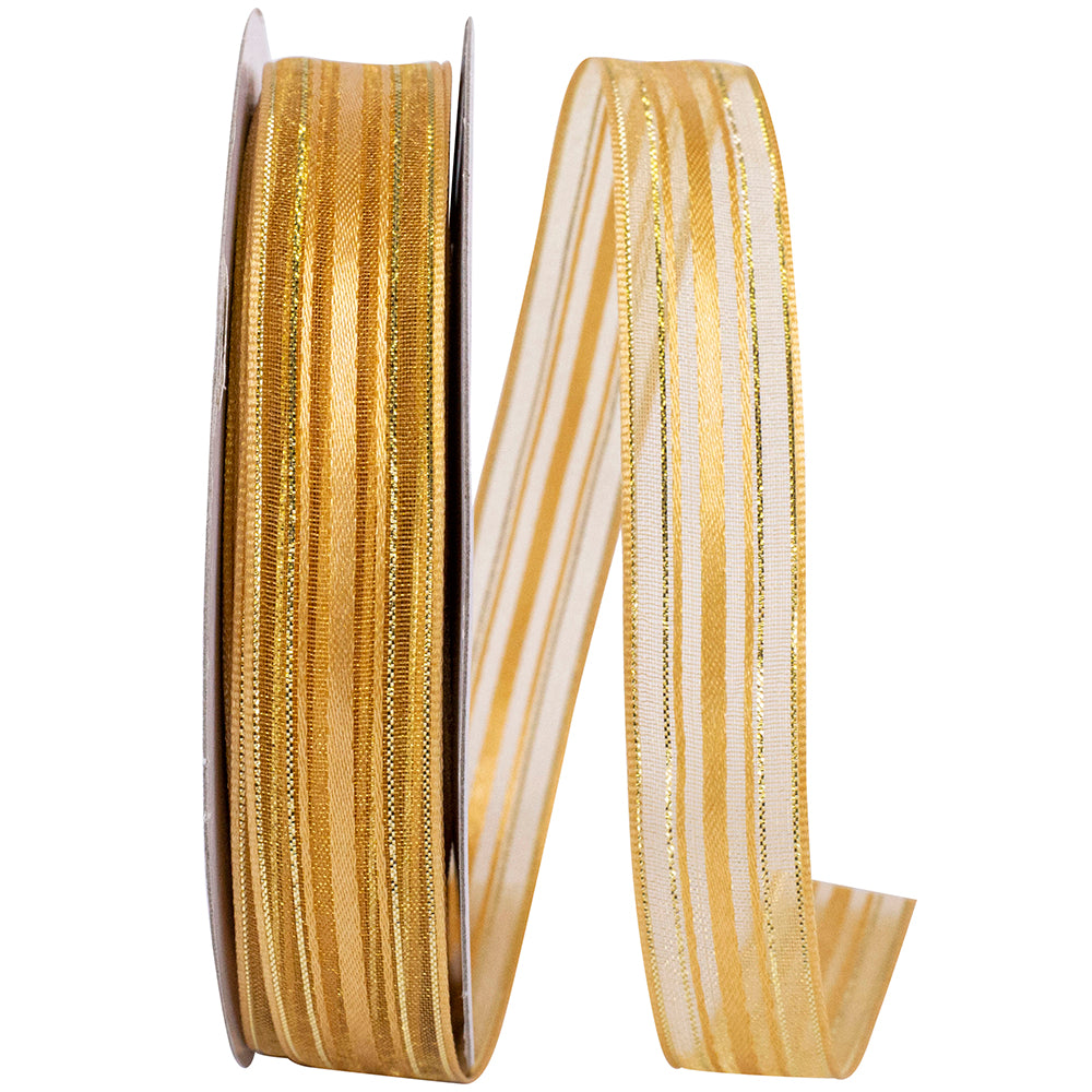 Gold 5 8 Inch Corsage Stripe Style Ribbon for Wreaths & Bows