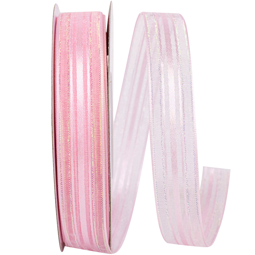 Pink 5 8 Inch Corsage Stripe Style Ribbon for Wreaths & Bows