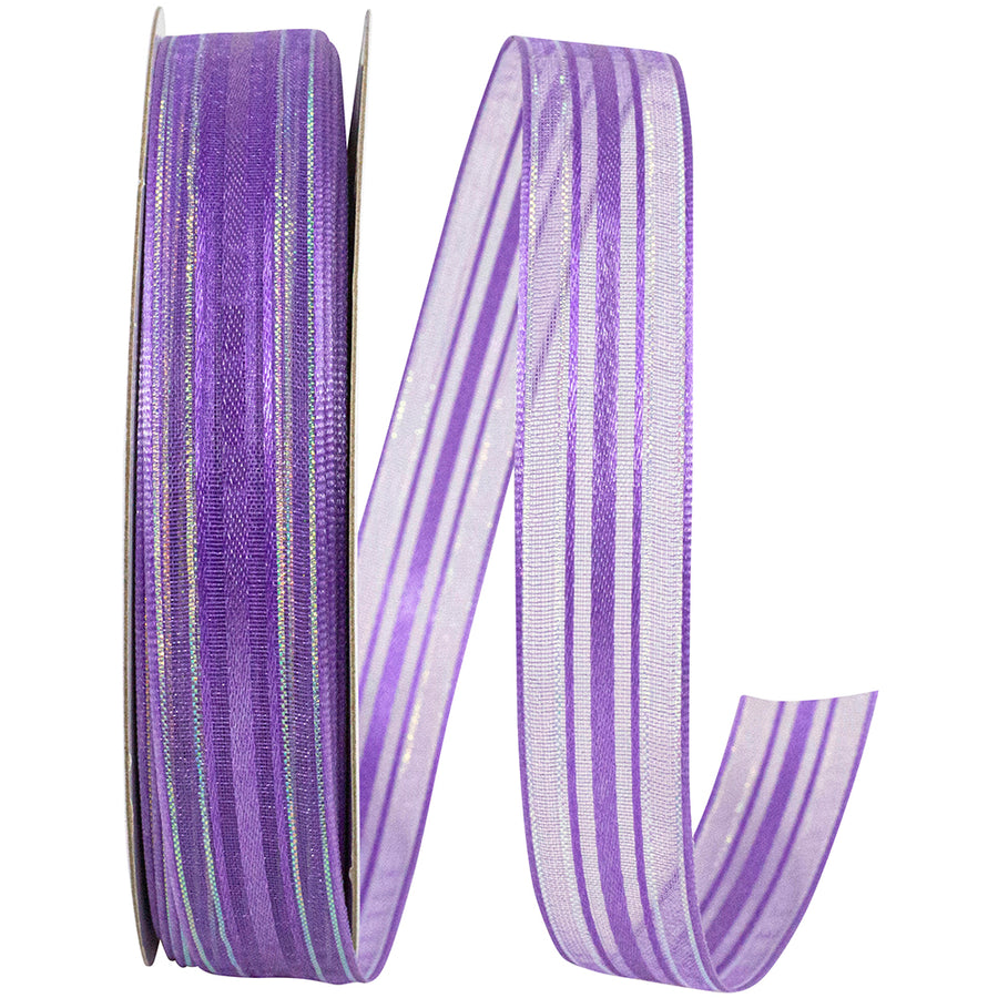 Purple 5 8 Inch Corsage Stripe Style Ribbon for Wreaths & Bows