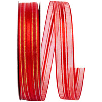 Red Corsage Stripe Style Ribbon 5/8 Inch for Wreaths