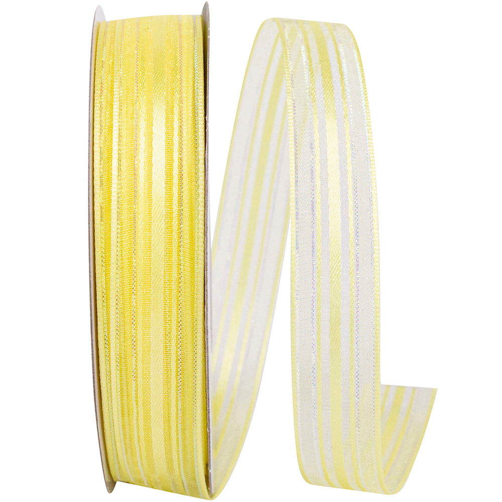 Yellow 5 8 Inch Corsage Stripe Style Ribbon for Wreaths & Bows