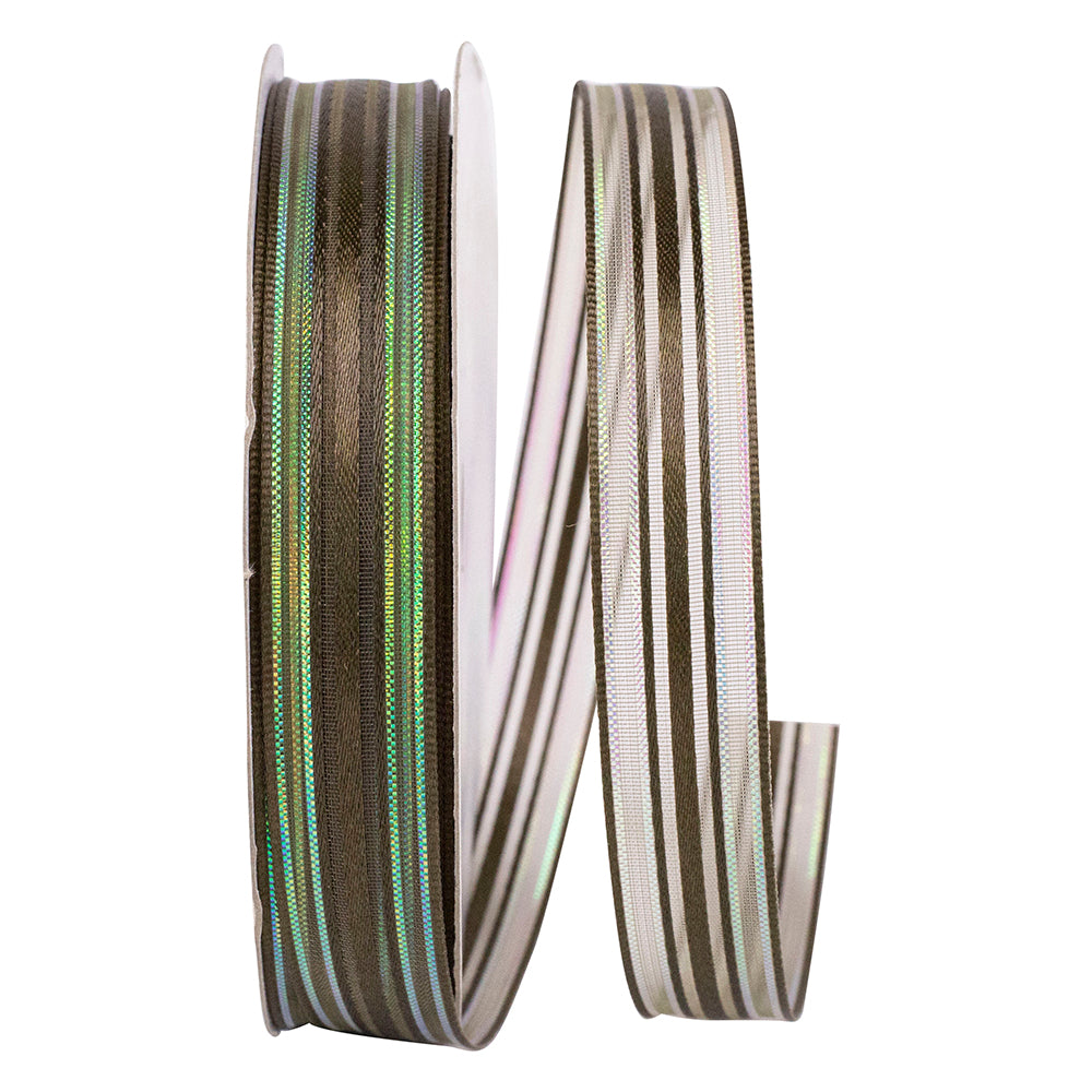 Brown 5 8 Inch Corsage Stripe Style Ribbon for Wreaths & Bows