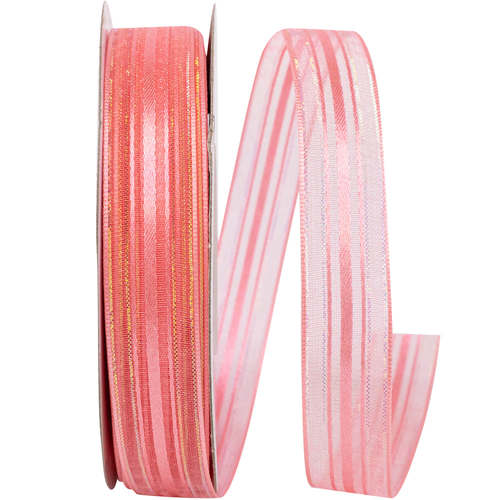Salmon 5 8 Inch Corsage Stripe Style Ribbon for Wreaths & Bows