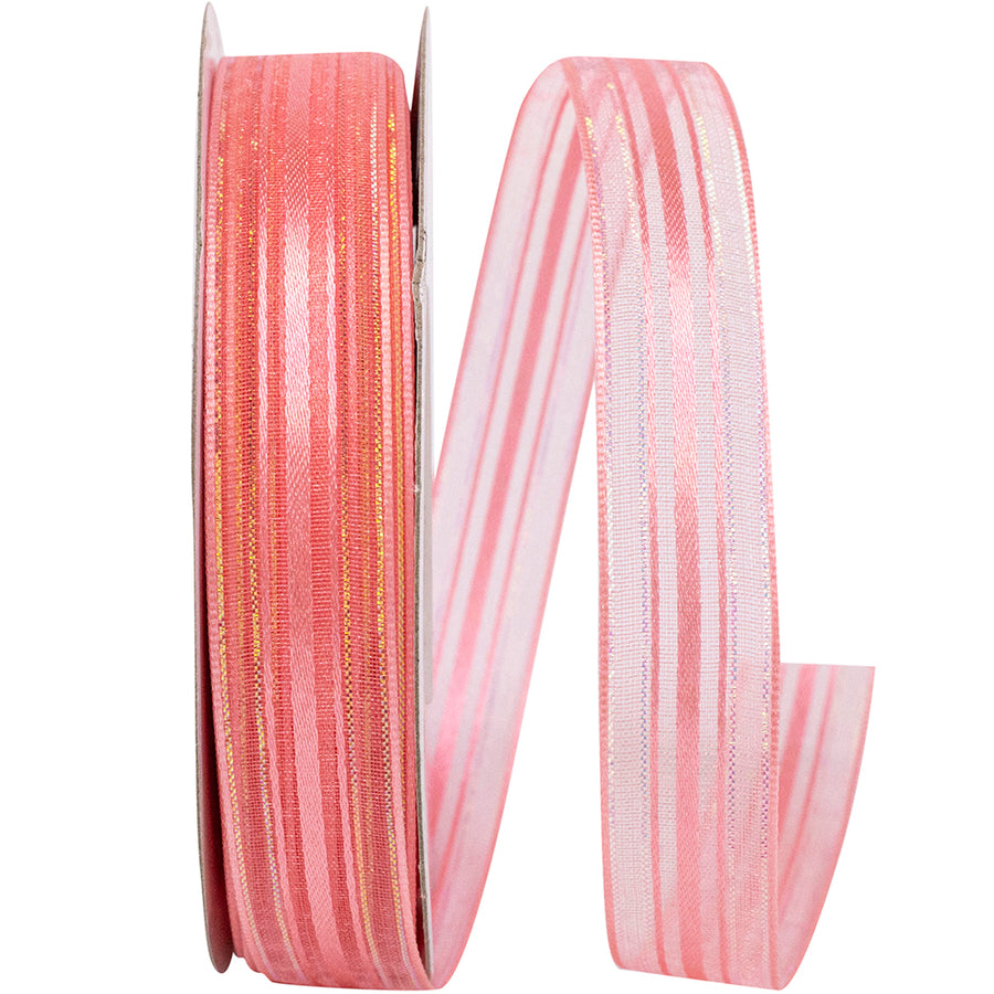 Salmon 5 8 Inch Corsage Stripe Style Ribbon for Wreaths & Bows