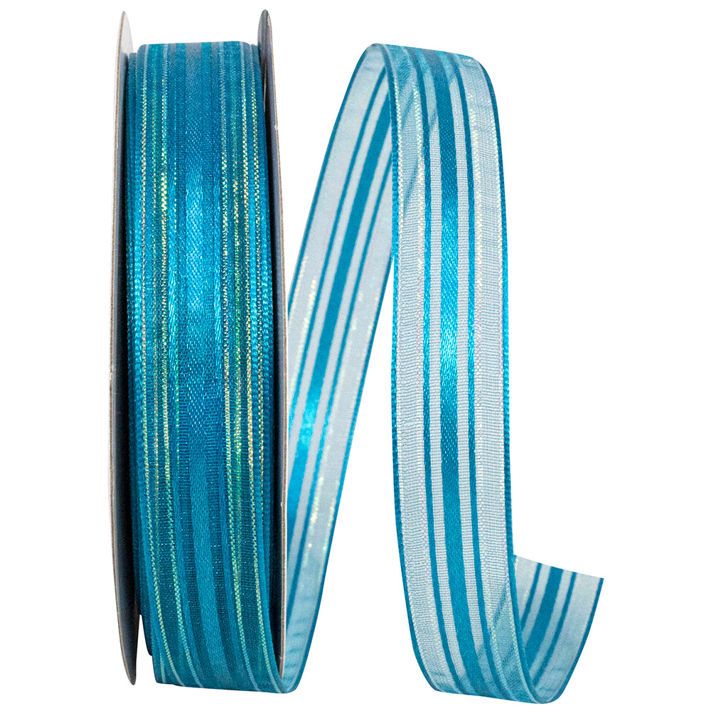 Turquoise Corsage Stripe Ribbon 5/8 Inch for Wreaths