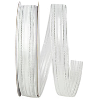 White Silver 5 8 Inch Corsage Stripe Style Ribbon for Wreaths & Bows