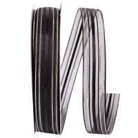 Black Silver 5 8 Inch Corsage Stripe Style Ribbon for Wreaths & Bows