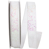 White 5 8 Inch Sheer Sparkle Wired Edge Ribbon Rd for Wreaths & Bows